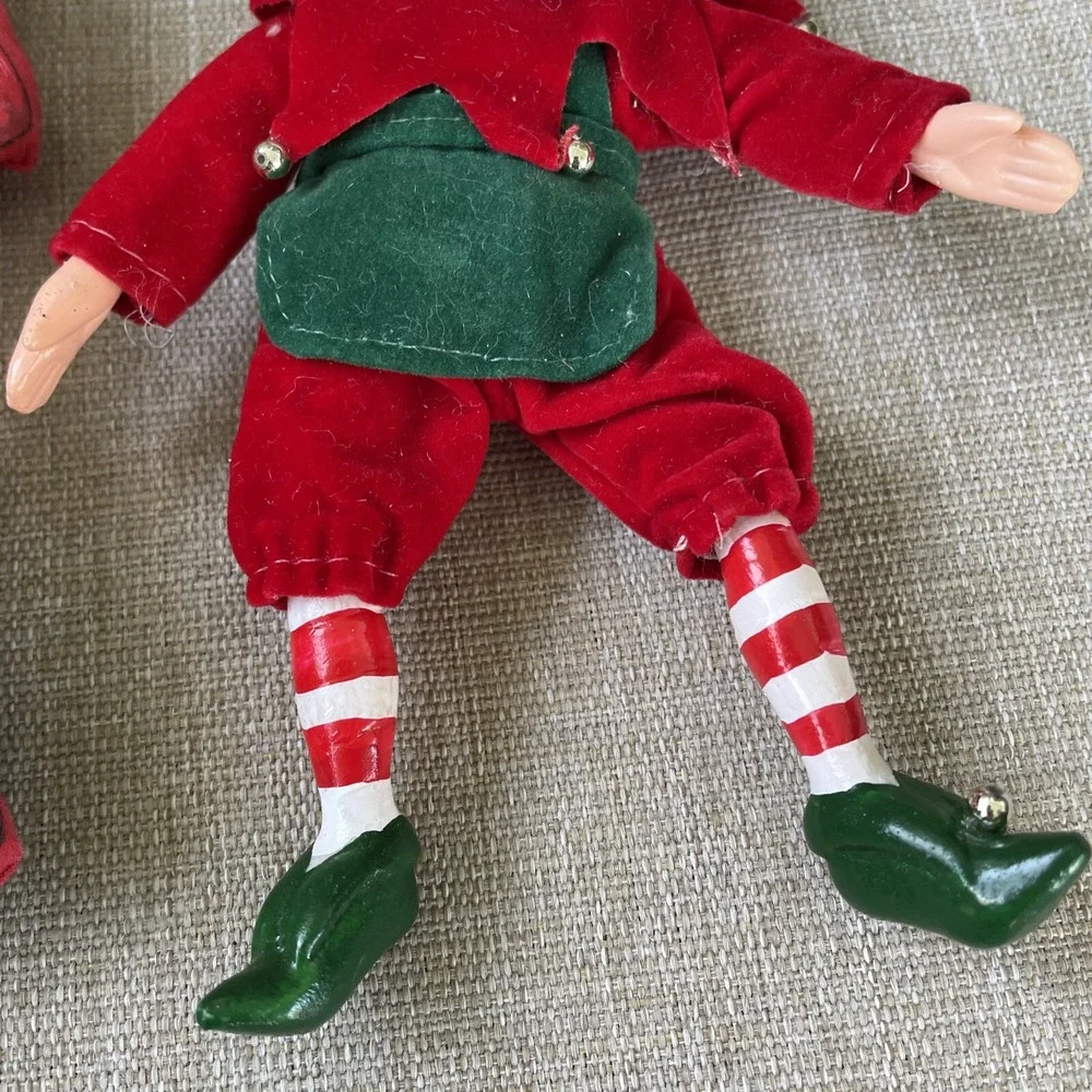 Vintage Christmas Lot Of 2 Santa Stuffed Pillow Ornament And Plastic Saint Nick